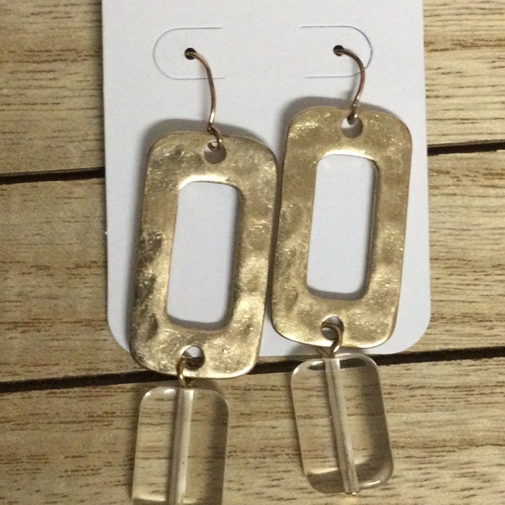 Gold and Clear Geometric Earrings